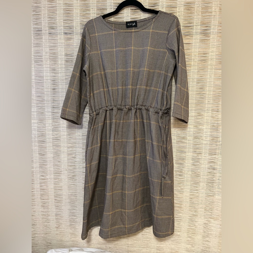 Wukogals Elegant Medium Long Sleeve Plaid Dress Sz  S
